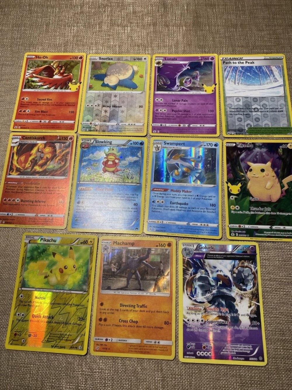 Pokemon TCG Holo Reverse Holo Lot Pikachu Ho-Oh Lunala Swampert 11 Cards
